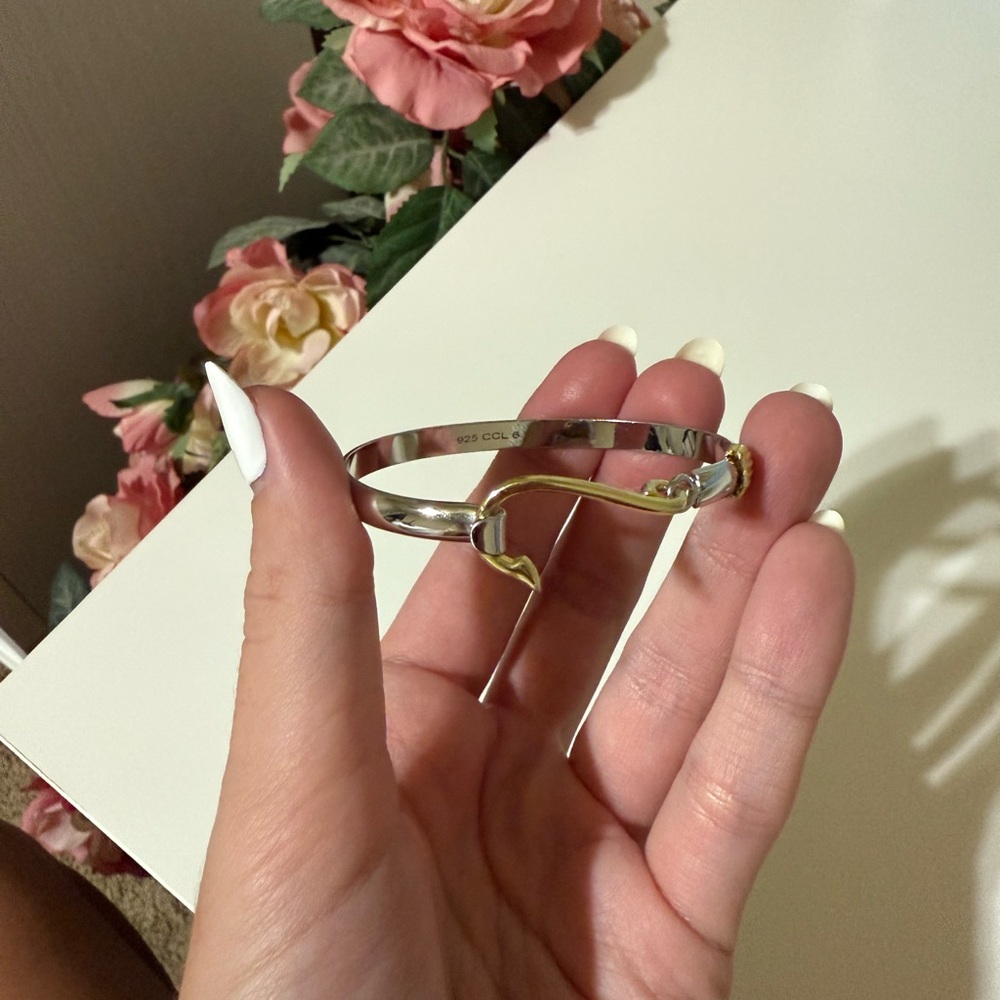 Cape Cod Fish Hook Bracelet - Sterling Silver with 14k yellow gold vermeil